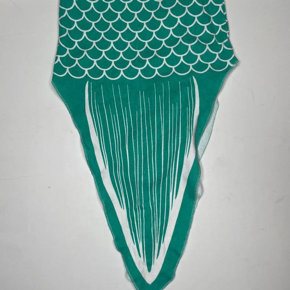 Izzy & Owie Cotton Mermaid Tail Baby Gown Sleeper 0-9 Months Teal Green Scales
